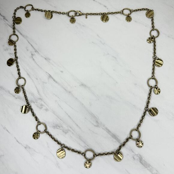 Premier Designs Hammered Metal Gold Tone Long Necklace - Picture 2 of 12